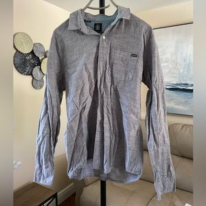 Gray Volcom Men’s Long Sleeve Button Down Shirt (M)